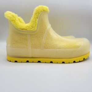 UGG Womens Raincloud Rain Boots Ankle Clear Lemon Yellow Size 12